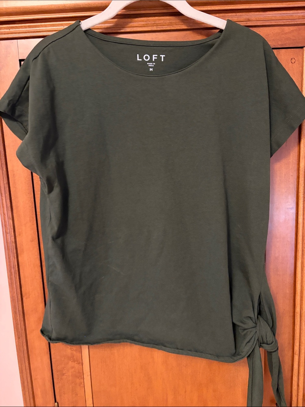 LOFT Olive Side-Tie Short Sleeve Top